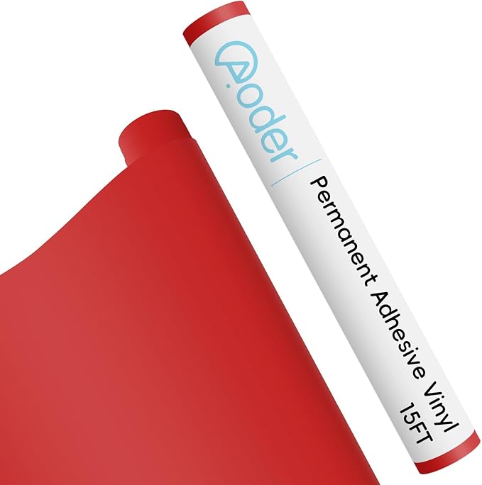 Aoder Permanent Adhesive Vinyl Roll 12" × 15FT, Matte Red | Sticker Vinyl by AoderDTFTransferFilm