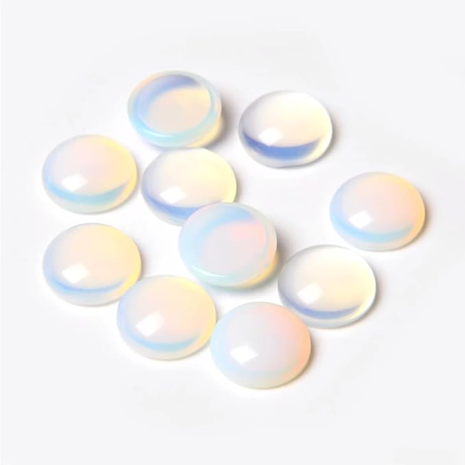 20pcs 14mm Natural Stone No Hole Opal Semicircle Smooth Cabochons Beads Healing - Image 2