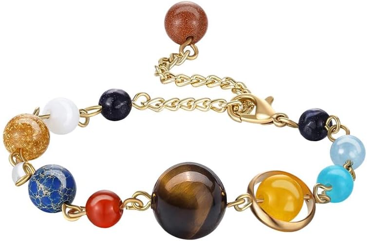 ONLYJUMP Planet Bracelet Solar System Universe Galaxy Bracelet Handmade Natural by ONLYJUMP