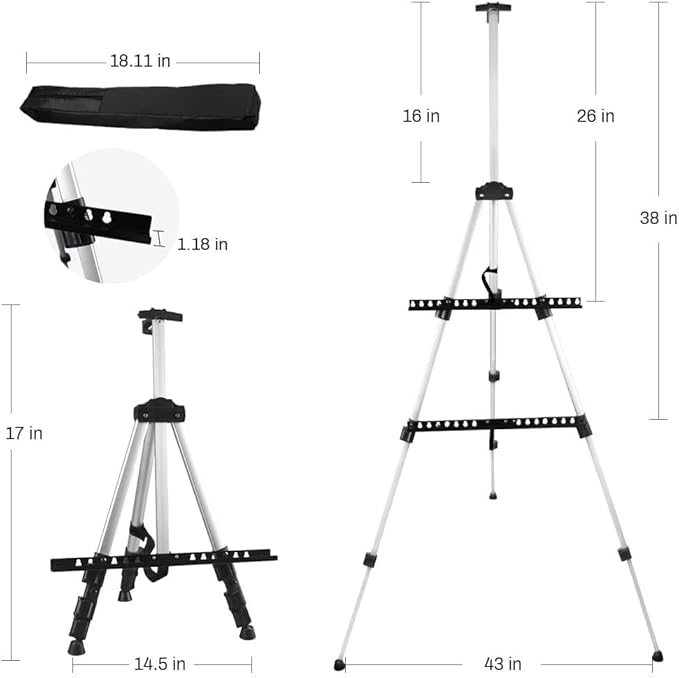 RRFTOK Silver 2 Pack 17-66 Inch Art Easel Stand - Image 6