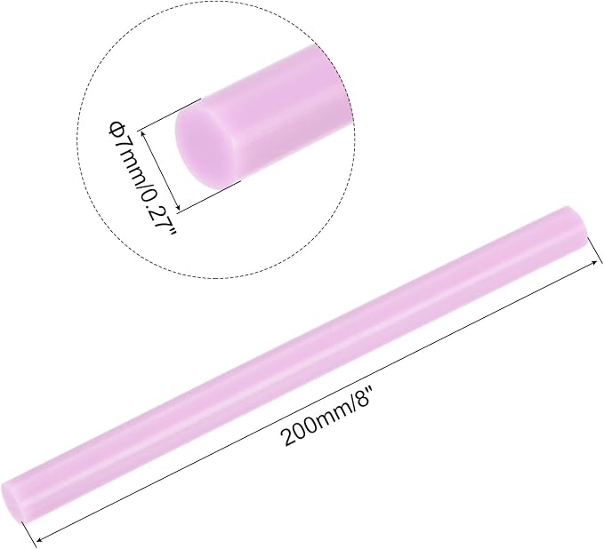 uxcell Mini Hot Glue Sticks for Glue Gun 7mm x 200mm Light Pink 12pcs - Image 2