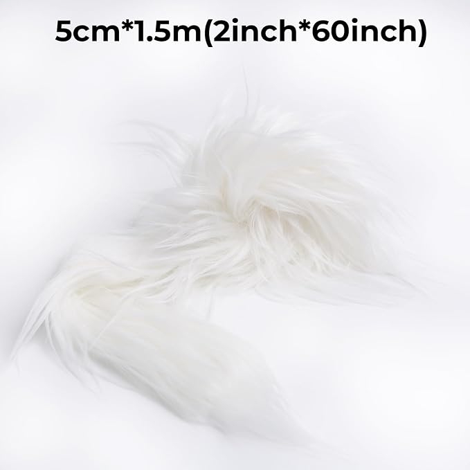 Shaggy Plush Faux Fur Fabric Precut Strips White Fur Fluffy Fuzzy Craft Fur - Image 2