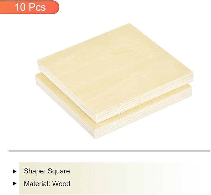MECCANIXITY 10pcs Basswood Sheet 4 x 4 x 3/8 Inch Unfinished Wood Boards Plywood - Image 3
