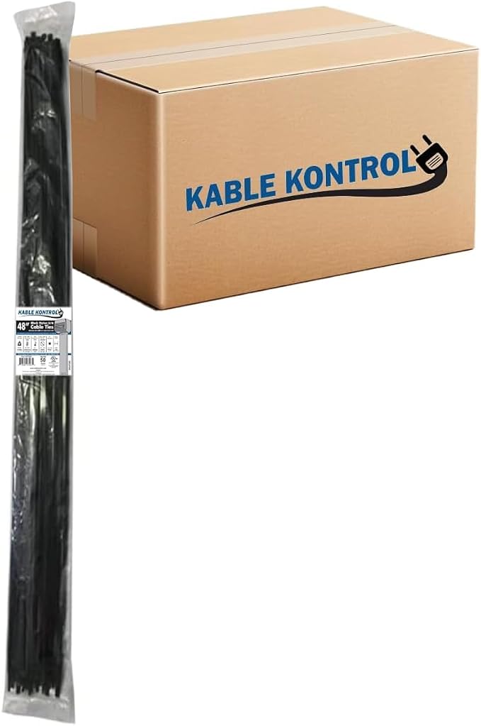 Kable Kontrol Cable Zip Ties Black 500 Pcs 48 Inch, 175 Lbs Tensile Strength by KABLEKONTROL%C2%AE