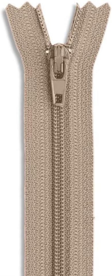 12 Inch Nylon Coil Zipper Light Beige Color, Non Separating Closed-End Sewing by Metalandbrassco