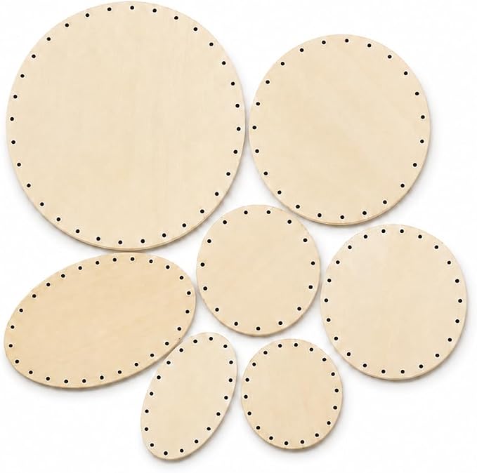 PEDDIG SHOP - Round and Oval Basket Weaving Base Set – 7 Wooden Basket Bases by PEDDIGSHOP