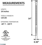 Kable Kontrol Cable Zip Ties Natural White 3, 120 Lbs Tensile Strength - Image 2