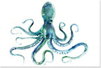 JAPO ART Blue Octopus Bathroom Decor Canvas Wall Art by Edward Selkirk Coastal by JAPOART