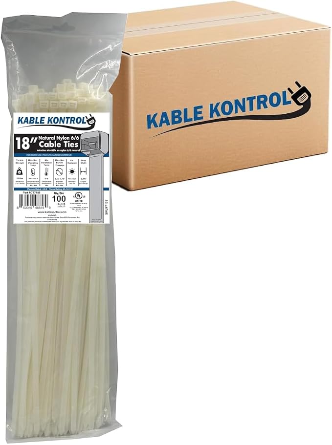 Kable Kontrol Cable Zip Ties Natural White 2, 120 Lbs Tensile Strength by KABLEKONTROL%C2%AE