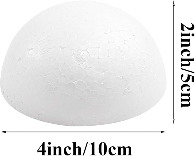 Crafjie 8PCS 4 Inchs Half Foam Balls White Half Round Polystyrene Foam Balls - Image 2
