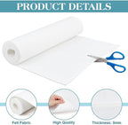 BENECREAT 78.7x15.7inch Felt Roll, Floral White Craft Felt Fabric, 3mm Thick - Image 4