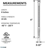 Kable Kontrol Brown Zip Ties 4 Inch 100 Pcs, 18 Lbs Tensile Strength, - Image 2