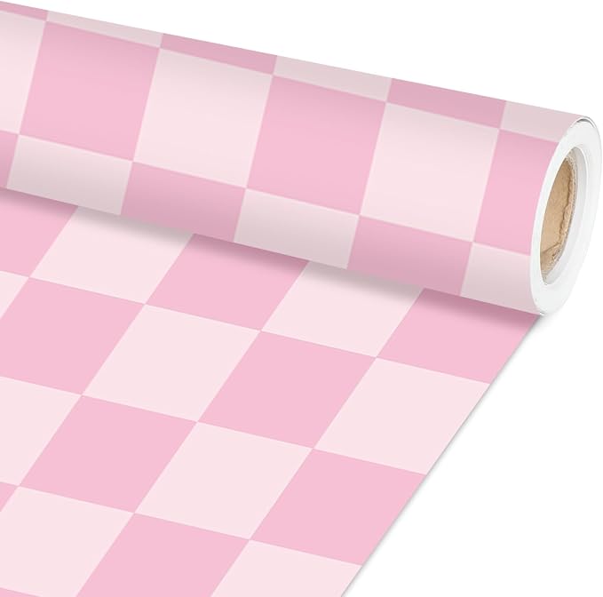 Pink Checkered Bulletin Board Paper Roll Retro Pastel Pink Bulletin Board by Qyeahkj