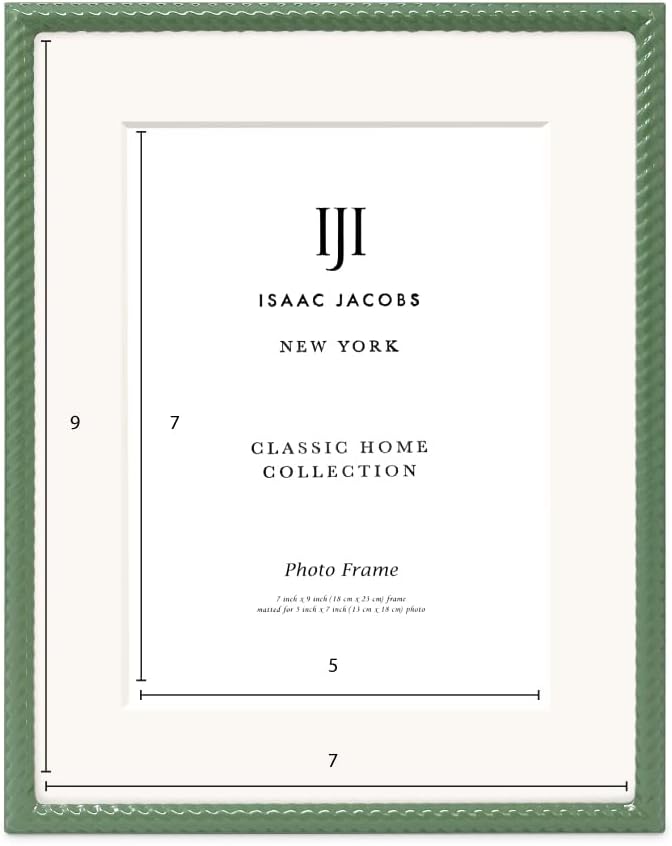 Isaac Jacobs 7x9 Green Metal Rope Border Picture Frame, Horizontal & Vertical - Image 3