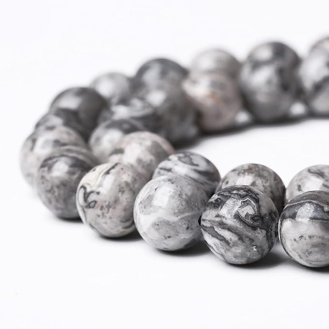 4mm 90pcs A+ Natural Map Jasper Gemstone Beads Gray Energy Stone Healing Power - Image 3