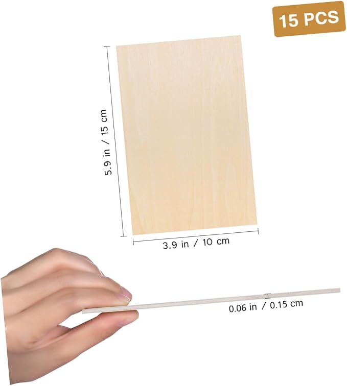 15PCS Wood Pieces for Crafts DIY Unfinished Wooden Basswood Craft Board for - Image 6