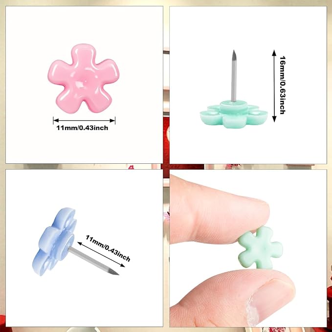ELANE 100 Pcs Flower Thumb Tacks - Image 2