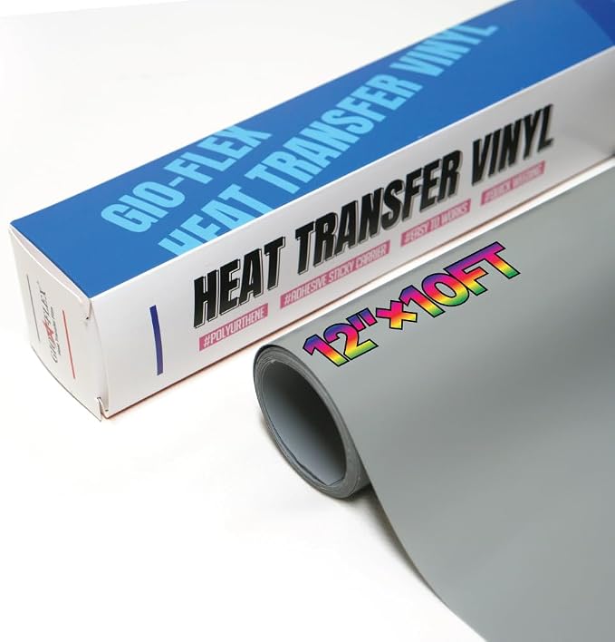 PU Heat Transfer Vinyl 12"×10ft Roll Grey – HTV by GIO-FLEXHTVFashionMask
