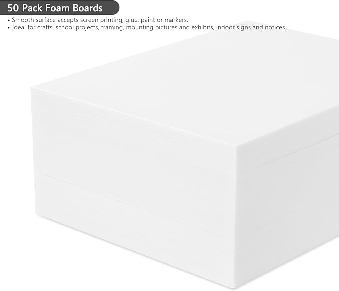 50 Pack White Foam Board for Projects, 11 x 13.7Inch Foam Core Baking Board Mat - Image 3