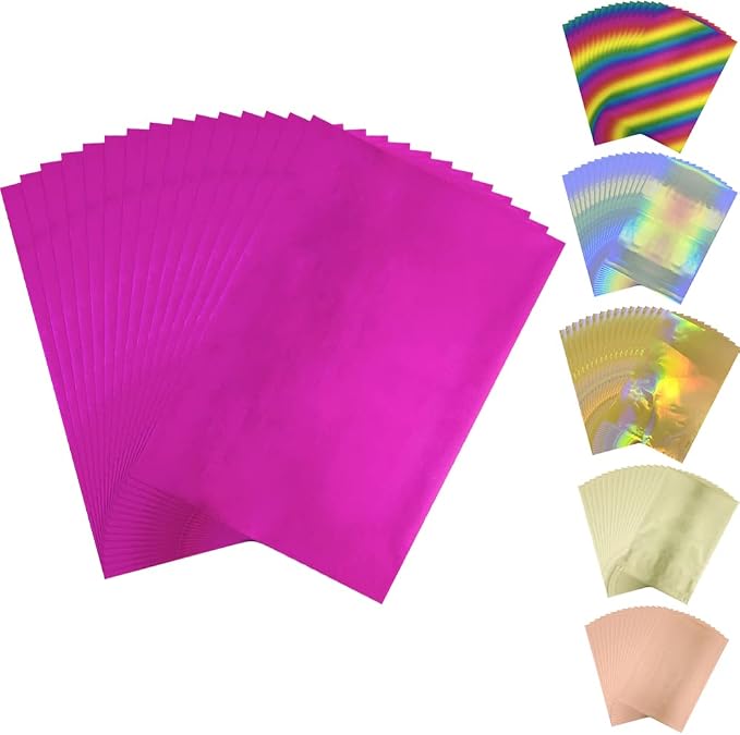 300 Pieces Toner Reactive Foil 6 Assorted Color Foil Paper Sheets by CYFUNDESIGN