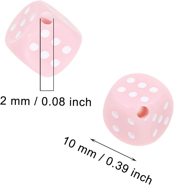 Tupalizy 10mm Acrylic Dice Beads Small 6 Sided Dice Charms - Image 2
