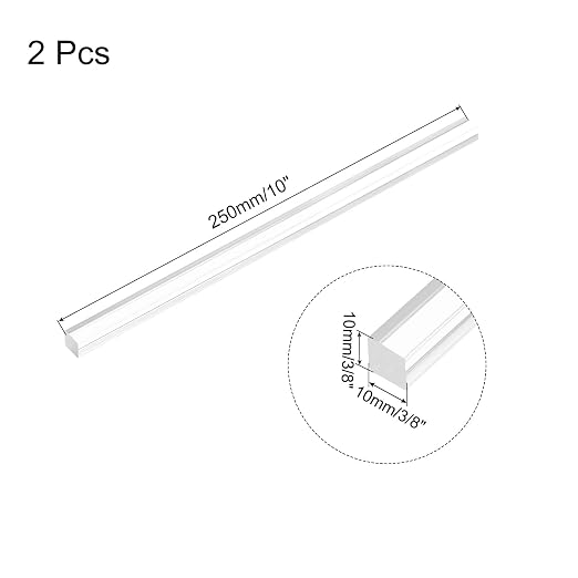 MECCANIXITY 2pcs Acrylic Square Rods 3/8" x 10" Clear Acrylic Dowel Rods Sticks - Image 2