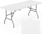 FDW 6 FT Folding Table, Portable Plastic Table by FDW