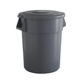 55 Gallon Gray Round Commercial Trash Can with Lid