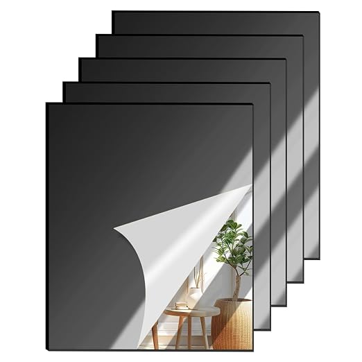 5 Pcs 12 x16 Inch Black Acrylic Mirror Sheet, 1/8 Inch Thick Opaque Glossy by CEUQIESO