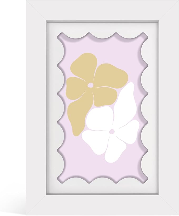 4x6 Picture Frame with Real Glass, Wooden cute 4 x 6 Photo Frame with Wavy Mat by THKRLOF
