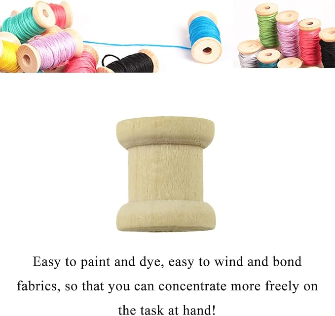 HAHIYO 0.6Inch 70pcs Natural Wood Unfinished Wooden Empty Thread Spool Smooth - Image 5