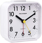 Peakeep Small Battery Operated Analog Travel Alarm Clock Silent No Ticking - Image 2