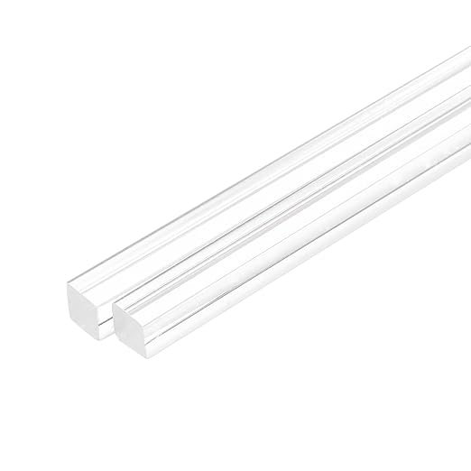 MECCANIXITY 2pcs Acrylic Square Rods 11/16" x 10" Clear Acrylic Dowel Rods by MECCANIXITY