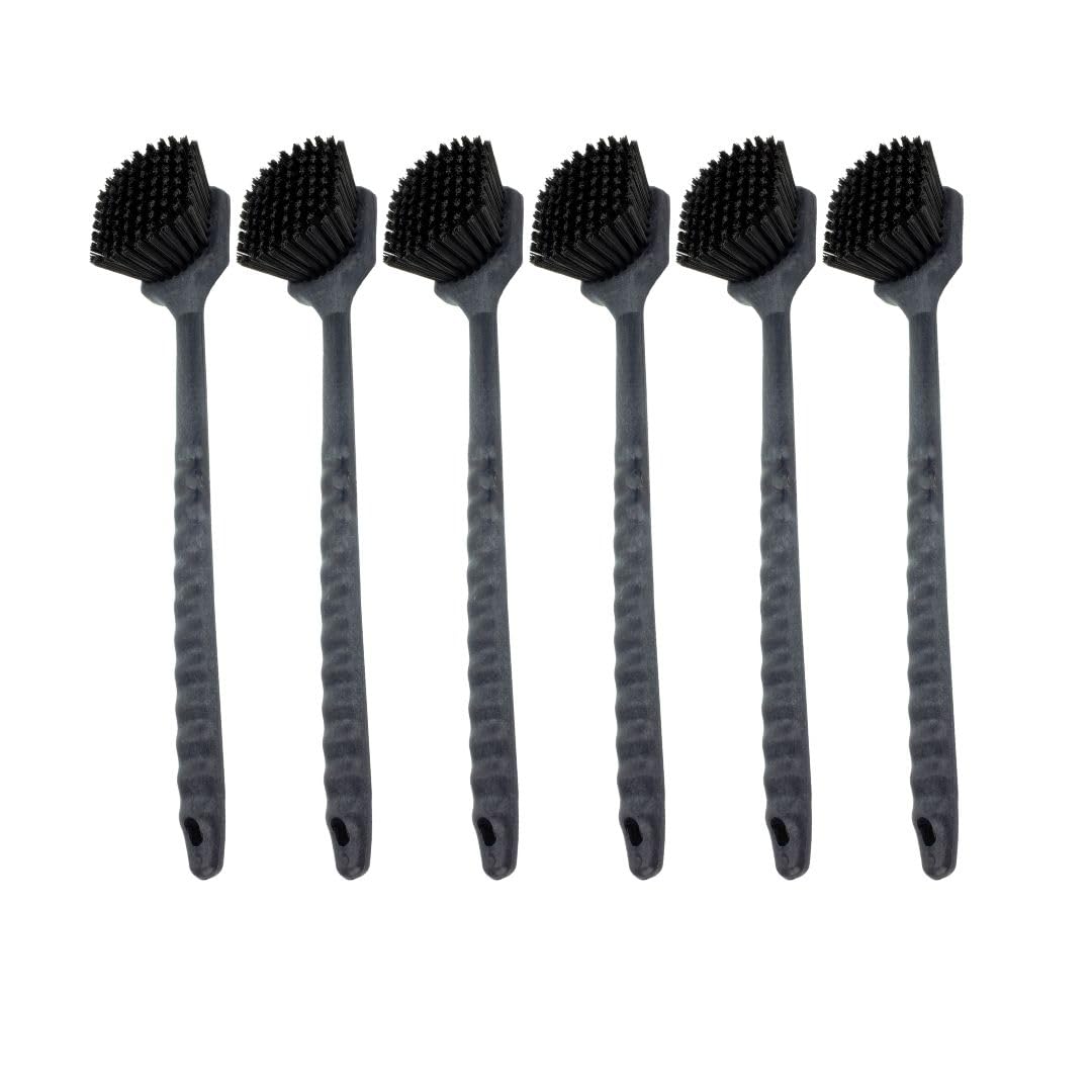 SPARTA 40501EC03 Plastic Large Scrub Brush, Kitchen Brush, Utility Brush With Long Handle For Cleaning, 20 Inches, Black, (Pack of 6)