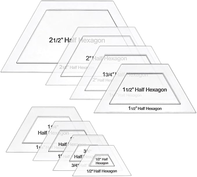 BENECREAT 16 Pcs Half Hexagon Quilting Template, Transparent Patchwork Stencil by BENECREAT