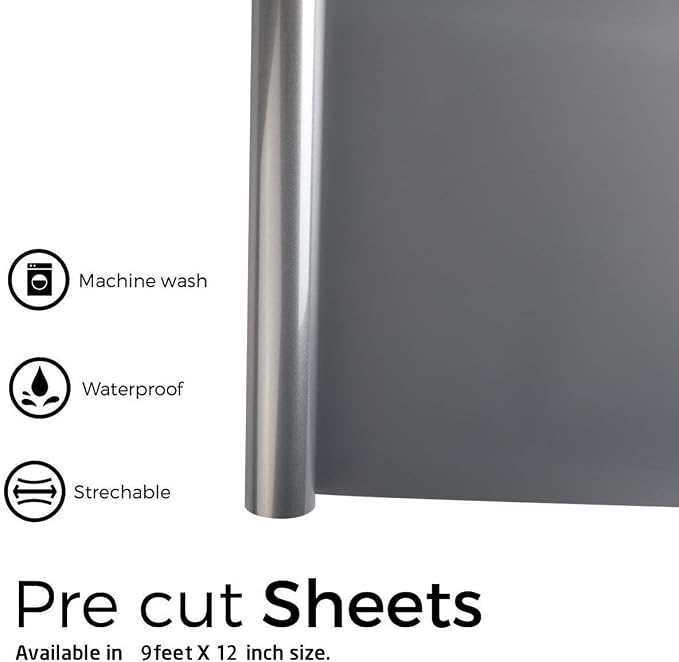 FUNKAKA Heat Transfer Vinyl Reflective Dark Gray HTV Roll, Reflective HTV Vinyl - Image 4