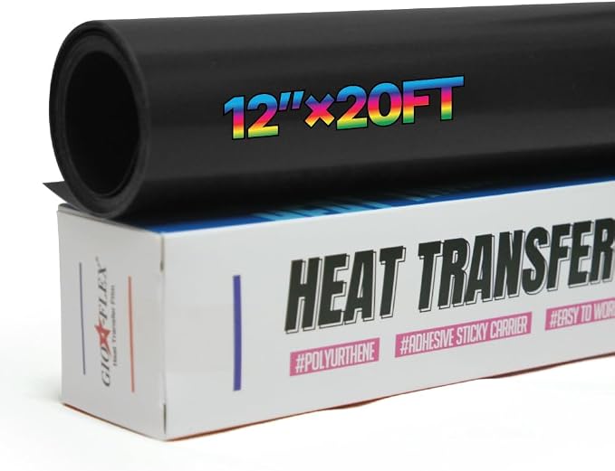 PU Heat Transfer Vinyl 12"×20ft Roll Black – HTV by GIO-FLEXHTVFashionMask
