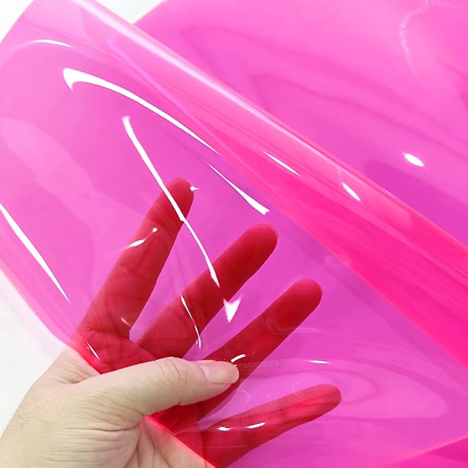 HYANG Pink Transparent PVC Super Clear Holographic Vinyl Faux Leather Sheets 1 - Image 2