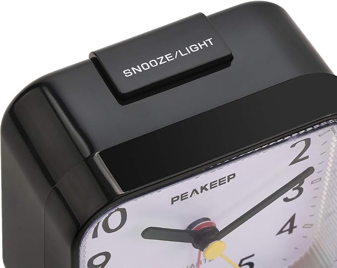 Peakeep Small Battery Operated Analog Travel Alarm Clock Silent No Ticking - Image 3