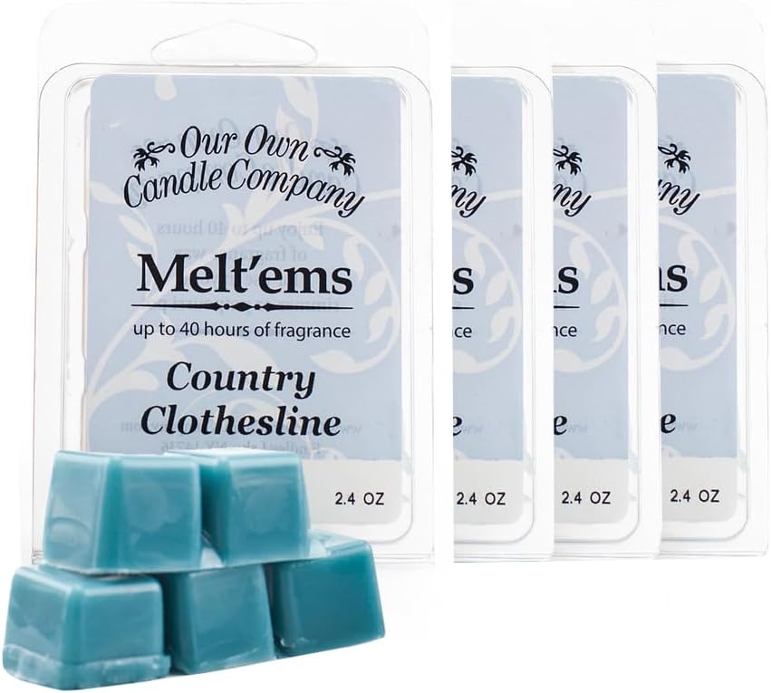 Our Own Candle Company Premium Wax Melt, Country Clothesline Scent, 6 Cubes, 2.4 oz (4 Pack)