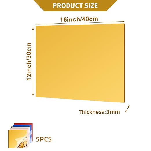 5 Pcs 12 x16 Inch Colorful Acrylic Mirror Sheet, 1/8 Inch Thick Opaque Glossy - Image 3