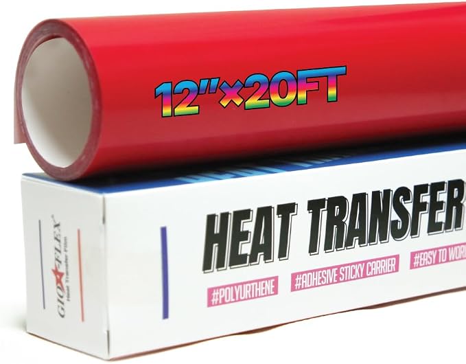 PU Heat Transfer Vinyl 12"×20ft Roll Red – HTV by GIO-FLEXHTVFashionMask