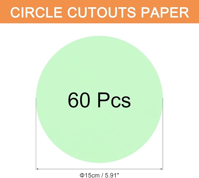 MECCANIXITY 60 PCS Light Green Circle Cutouts Paper, 6 Inch Round Cutouts - Image 2