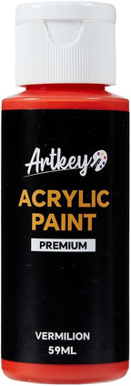 Artkey Vermilion Acrylic Paint - 2oz/59ml Acrylic Paints Professional Artists by Artkey