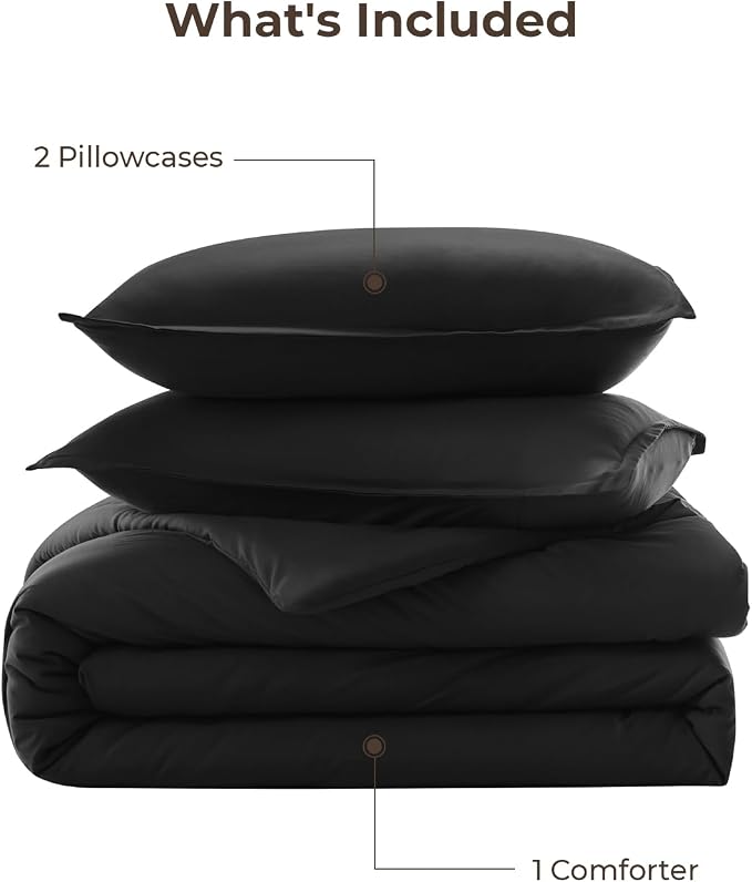 Litanika Comforters Black Oversized King Size, 3 Pieces Lightweight Solid - Image 7