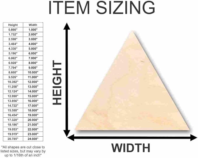 Unfinished Wood Triangle Shape Craft up to 46" DIY 5" / 1/8" - Image 3