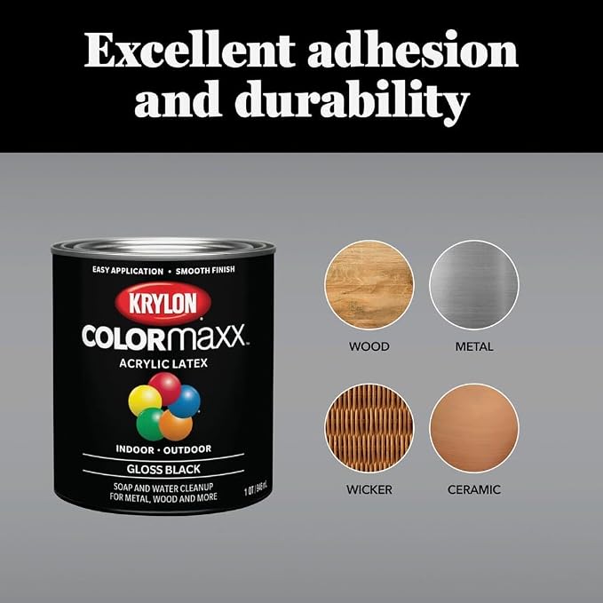 Krylon ColorMaxx Satin Interior/Exterior Acrylic Latex Paint, 1/2 Pt. - Image 2