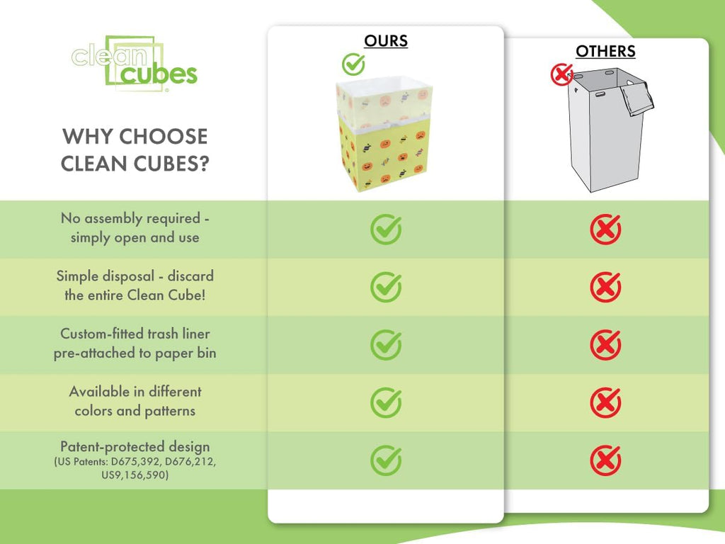 13 Gallon Disposable Pop-Up Trash Cans (3-Pack) with Fitted Bags – Foldable Garbage & Recycling Bins for Parties, Events & Kitchen (Halloween, 17" H x 13.5" W x 10" D)