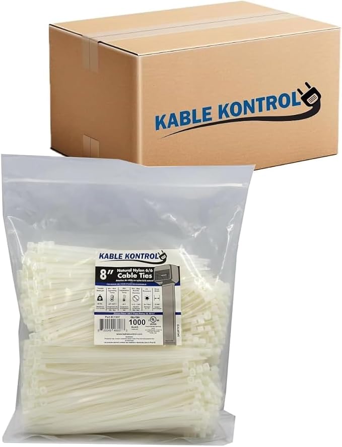 Kable Kontrol Cable Zip Ties Natural White 10, 50 Lbs Tensile Strength by KABLEKONTROL%C2%AE