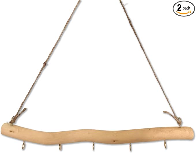 2 Pack Handmade Natural Driftwood Jewelry Rack by Unknown
